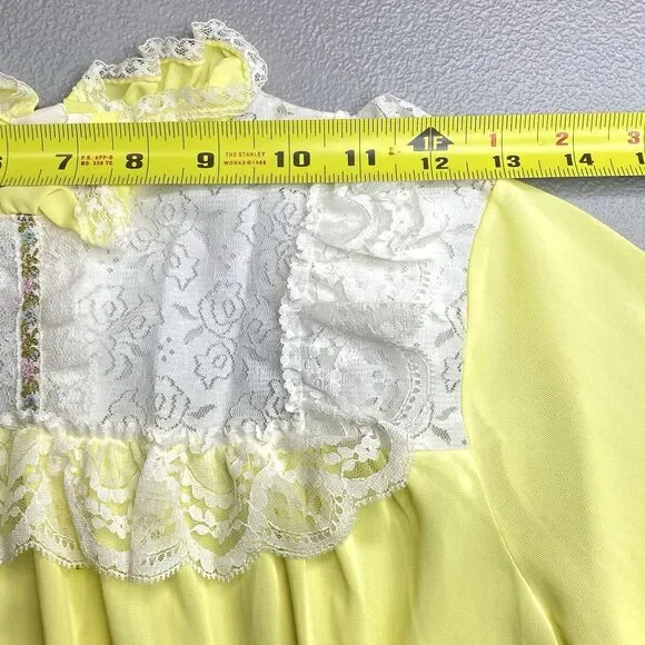 Vintage HER MAJESTY Nightgown Lot Girls 60s 70s Lace Long Yellow Pink Size 10 12 - Picture 12 of 16